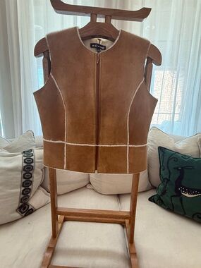ReVue Tan Shearling Zip Vest